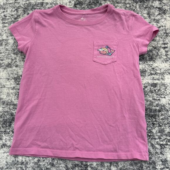 Vineyard Vines Volleyball Girls Shirt Size Small Pink Front Pocket Short Sleeve - Picture 1 of 9